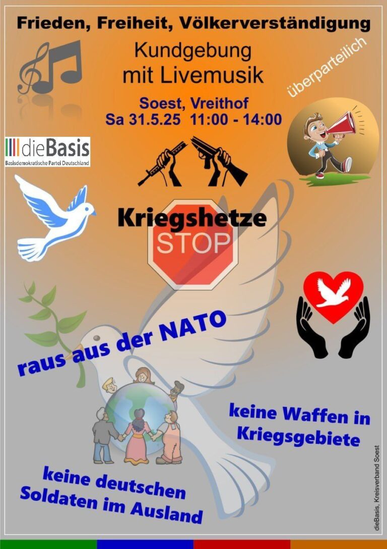Kundgebung mit Livemusik für Frieden, Freiheit, Völkerverständigung